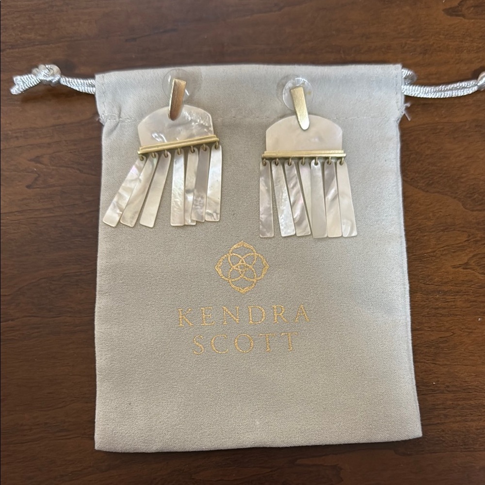 Chic Gold and Cream Dangle Earrings